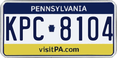 PA license plate KPC8104