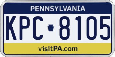 PA license plate KPC8105