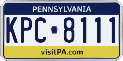 PA license plate KPC8111