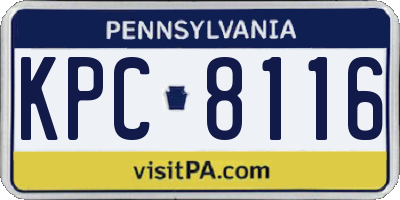 PA license plate KPC8116