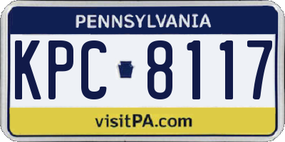 PA license plate KPC8117