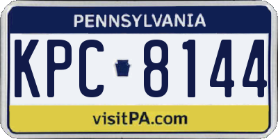 PA license plate KPC8144