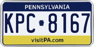 PA license plate KPC8167