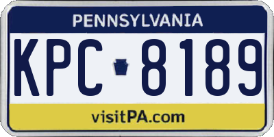 PA license plate KPC8189