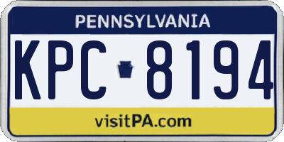 PA license plate KPC8194