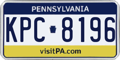 PA license plate KPC8196