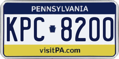 PA license plate KPC8200