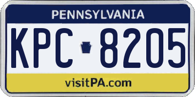 PA license plate KPC8205