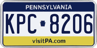 PA license plate KPC8206