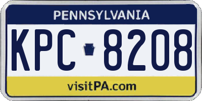 PA license plate KPC8208