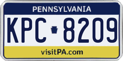 PA license plate KPC8209