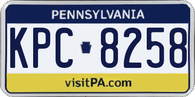 PA license plate KPC8258