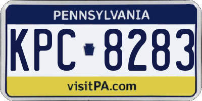 PA license plate KPC8283