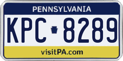 PA license plate KPC8289