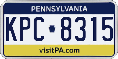 PA license plate KPC8315