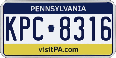 PA license plate KPC8316