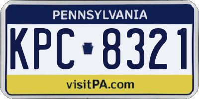 PA license plate KPC8321