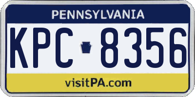 PA license plate KPC8356