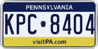 PA license plate KPC8404