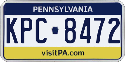 PA license plate KPC8472