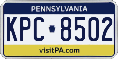 PA license plate KPC8502