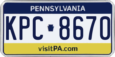 PA license plate KPC8670