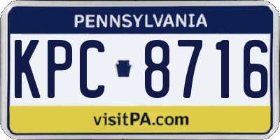 PA license plate KPC8716