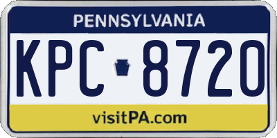 PA license plate KPC8720