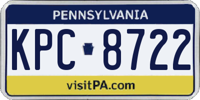 PA license plate KPC8722
