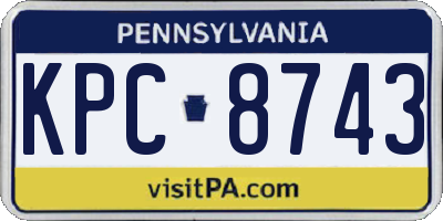 PA license plate KPC8743