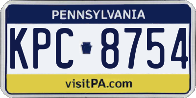 PA license plate KPC8754