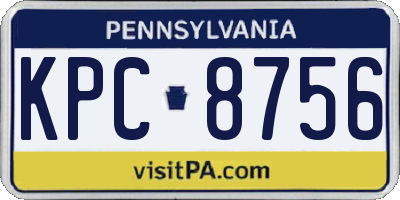 PA license plate KPC8756