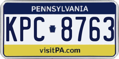 PA license plate KPC8763