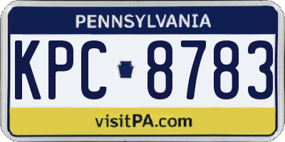 PA license plate KPC8783