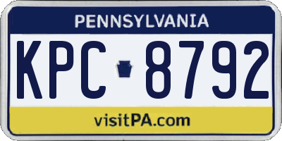PA license plate KPC8792