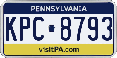 PA license plate KPC8793