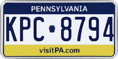 PA license plate KPC8794