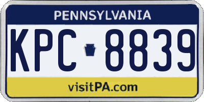 PA license plate KPC8839