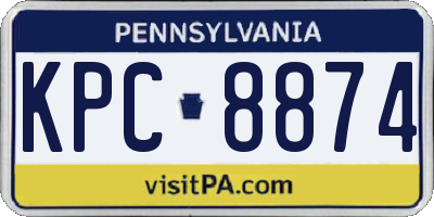 PA license plate KPC8874