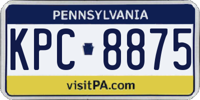 PA license plate KPC8875