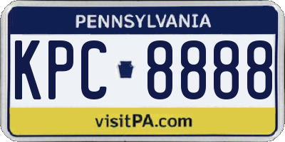 PA license plate KPC8888