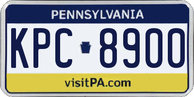 PA license plate KPC8900