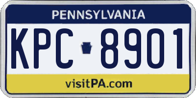 PA license plate KPC8901
