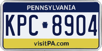 PA license plate KPC8904