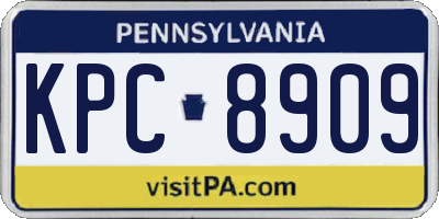 PA license plate KPC8909