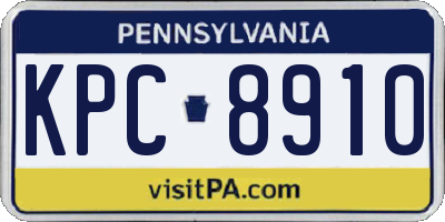 PA license plate KPC8910