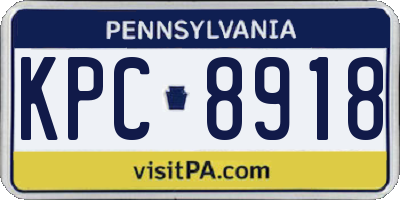 PA license plate KPC8918