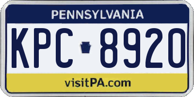 PA license plate KPC8920