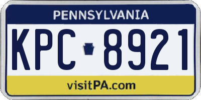 PA license plate KPC8921