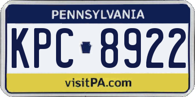 PA license plate KPC8922